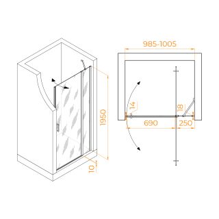 Душевая дверь RGW LE-004 351200410-11 100см хром