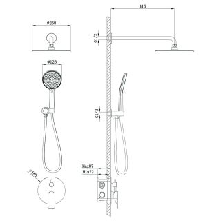 Встраиваемая душевая система LICATA, Графит брашинг