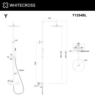 Душевая стойка термостатическая WHITECROSS Y Y1254GLB брашированное золото