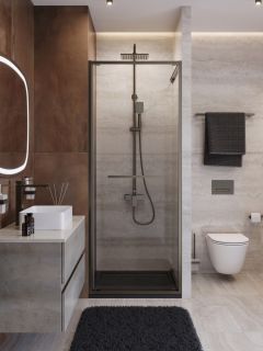 Душевая дверь CEZARES LUX-B-FS-1-80-C-GM оружейная сталь