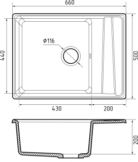 Мойка кухонная GranFest LEVEL LV-660L серый