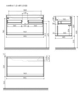 Подвесная тумба под раковину Sancos Marmi 1.0 MR1.0100EG 99см дуб галифакс натуральный