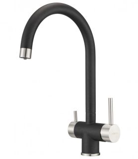 Смеситель для кухни Milacio Ultra MCU.554.MB под фильтр с краном для питьевой воды чёрный матовый