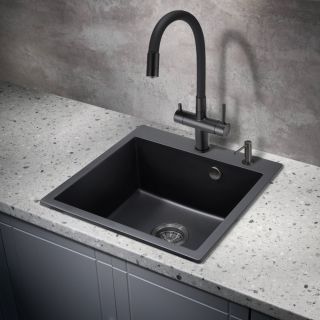 Смеситель для кухни Milacio Ultra MCU.560.TBB под фильтр с краном для питьевой воды и гибким изливом Total Black