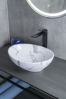 Раковина Gid Mnc138C 54473 накладная под камень глянцевая 41x34x15