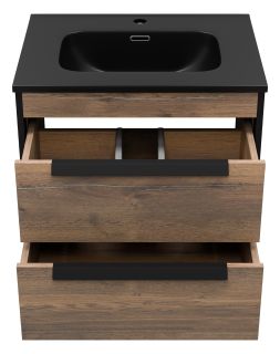 Подвесная тумба под раковину Brevita Monsour MON-09060-0102Я 60см дуб Галифакс олово/чёрный кварц