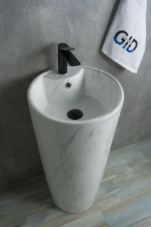 Раковина Gid Nb131wgs 81115 накладная под камень глянцевая 40x40x84