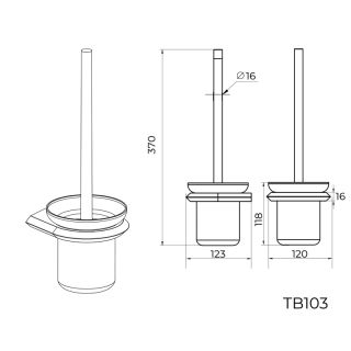 Ершик для унитаза Knotlor TB103GM, оружейная сталь