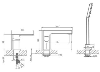 Смеситель на борт ванны Haiba HB80615-7 чёрный матовый