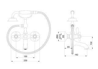 Смеситель для ванны с душем Wonzon & Woghand Retro WW-88639020-BGM тёмный графит