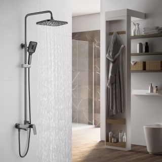 Душевая стойка Shevanik S9136T оружейная сталь