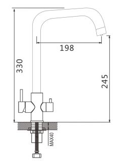 Смеситель для кухни Shevanik S228T с подключением фильтра оружейная сталь