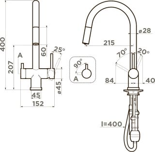 Смеситель для кухни Omoikiri Akita-S LG light gold