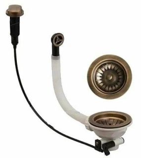 Выпуск с переливом для кухонной мойки Florentina античная латунь