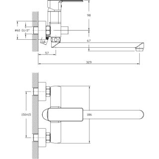 Смеситель для ванны Decoroom с ручным душем хром DR20043