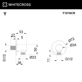 Угловой соединительный элемент WHITECROSS Y1018CR хром