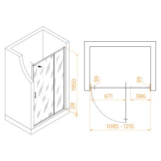 Душевая дверь RGW PA-008B 350800812-14 110см чёрный
