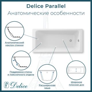 Ванна чугунная Delice Biove DLR 220509 170x75см белый