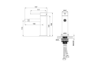 Смеситель для биде Wonzon & Woghand Stick WW-88339017-MB чёрный матовый