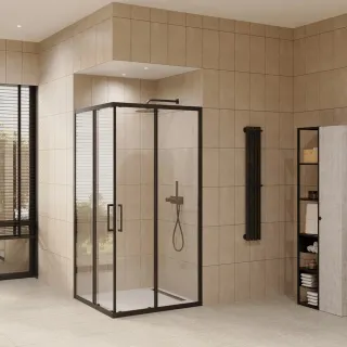 Душевой уголок by Deonria Kupe U-90-90-6-T-B 90x90см чёрный/прозрачный