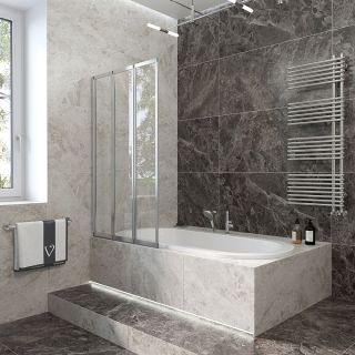 Шторка на ванну Veconi Palau PL-74L, 1200x1500, хром, стекло прозрачное