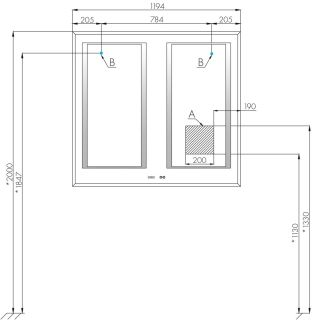 Зеркало Акватон Сакура 120см с двумя зонами подсветки 1A249702SKW80
