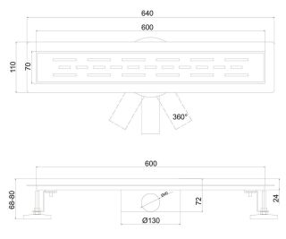 Душевой лоток РМС ТЛ-02-60х7 60см нержавеющая сталь