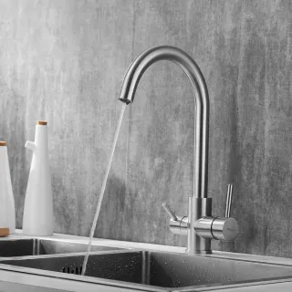 Смеситель для кухни Shevanik S168B с подключением фильтра сатин