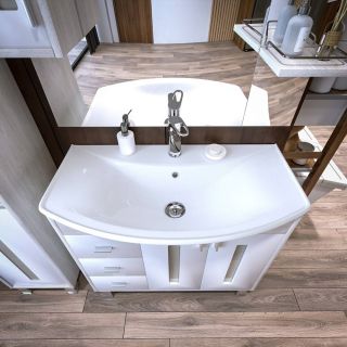 Тумба под раковину Бриклаер Бали 4627125411311 85 см светлая лиственница/белый