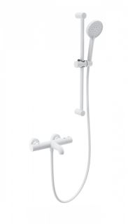 Смеситель для ванны с душевым гарнитуром Wonzon & Woghand Solid WW-C2006-A-MW с термостатом белый матовый