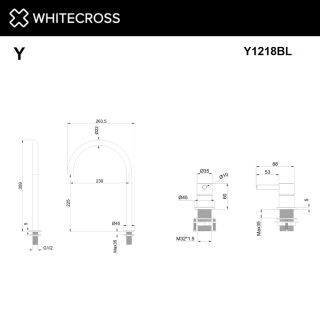 Смеситель для раковины с выносным управлением WHITECROSS Y Y1218GM оружейная сталь