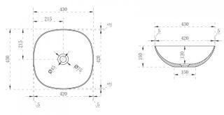 Раковина ABBER Kristall 43см чёрный AT2806Onyx