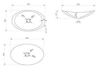 Раковина ABBER Kristall AT2808Onyx 60см чёрный