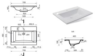 Раковина Эстет Рава ФР-00002612 70см белый