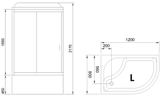 Душевая кабина Royal Bath BK левая стекло белое/матовое 120x80см RB8120BK5-WC-L