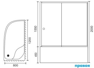 Душевой уголок Royal Bath BK 120x80см правый белый RB8120BK-C-R