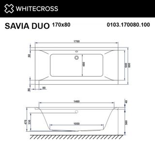 Гидромассажная ванна WHITECROSS Savia Duo 0103.170080.100.NANO.GL170x80 Nano золото