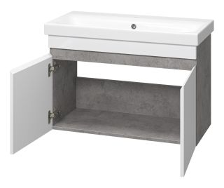 Подвесная тумба под раковину Misty Ронда 80см белый/бетон Чикаго светло-серый