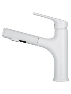 Смеситель для раковины Wonzon & Woghand WW-AE4151-MW с выдвижным изливом белый матовый