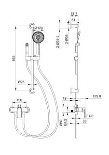 Смеситель для душа с гарнитуром Wonzon & Woghand WW-A4888-MB чёрный матовый
