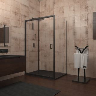 Душевой уголок Veconi Rovigo RV-046B, 1000х1200х1950, черный, стекло прозрачное