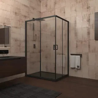 Душевой уголок Veconi Rovigo RV-14, 900x800x1950, черный, стекло прозрачное