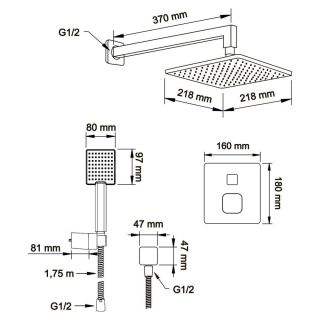 Душевой комплект Swedbe Platta 5559 с термостатом хром