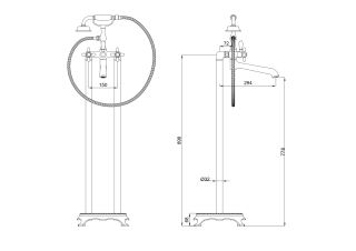 Напольный смеситель для ванны Wonzon & Woghand Retro WW-88649020-BG брашированное золото