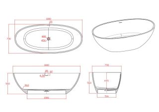 Ванна из искусственного камня Timo Lempi LEMPI1800 180x79 см
