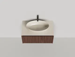 Подвесная тумба Salini Domino 27D208F 80см шпон/фрезерованный фасад