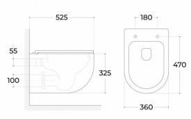 Подвесной унитаз Sintesi Evi SIN-TS-EVI-151GM безободковый серый матовый