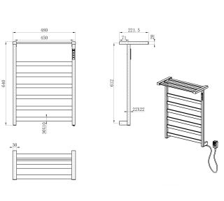 Полотенцесушитель электрический Wonzon & Woghand Frankfurt WW-A1026-CR 48x64 см хром