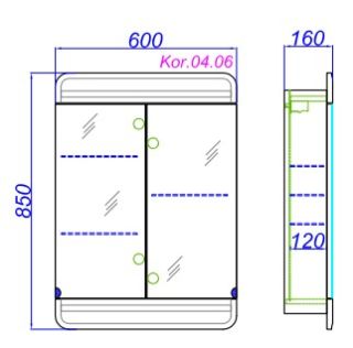 Зеркальный шкаф Aqwella Корсика Kor.04.06