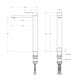 Смеситель для раковины высокий CEZARES SLIDER-LC-GM-W0 оружейная сталь